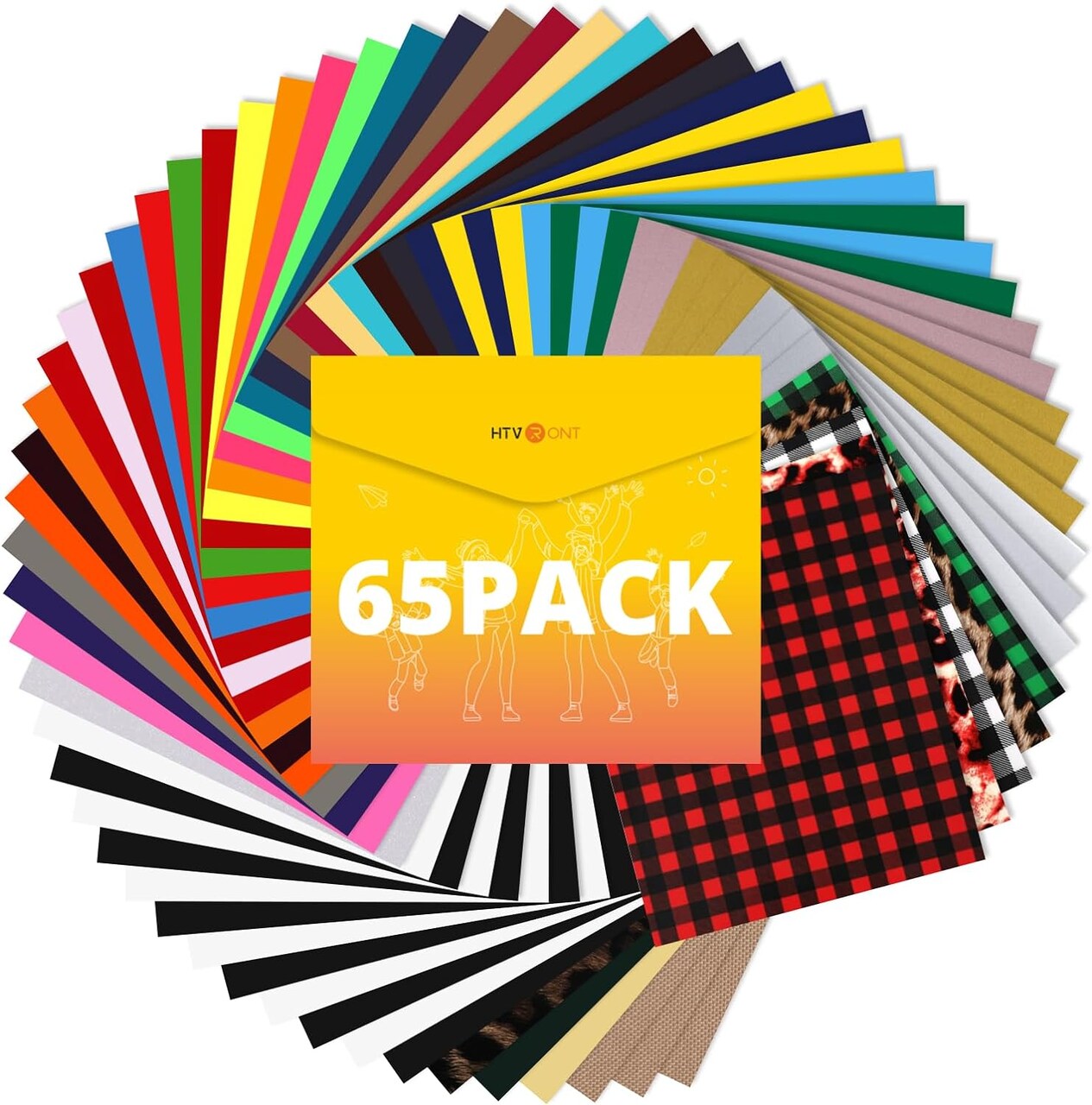 Heat Transfer Vinyl HTV Vinyl Bundle, 65 Pack Iron on Vinyl for T-Shirts 41 Assorted Colors